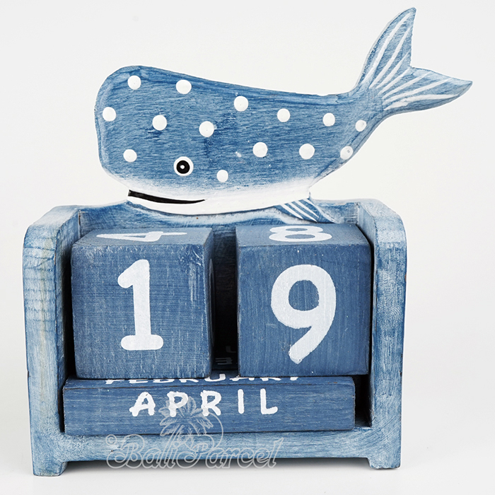 Wooden Calendar With Fish Handmade From Albesia Wood