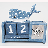 Wooden Calendar With Fish Box Pencil Handmade From Albesia Wood