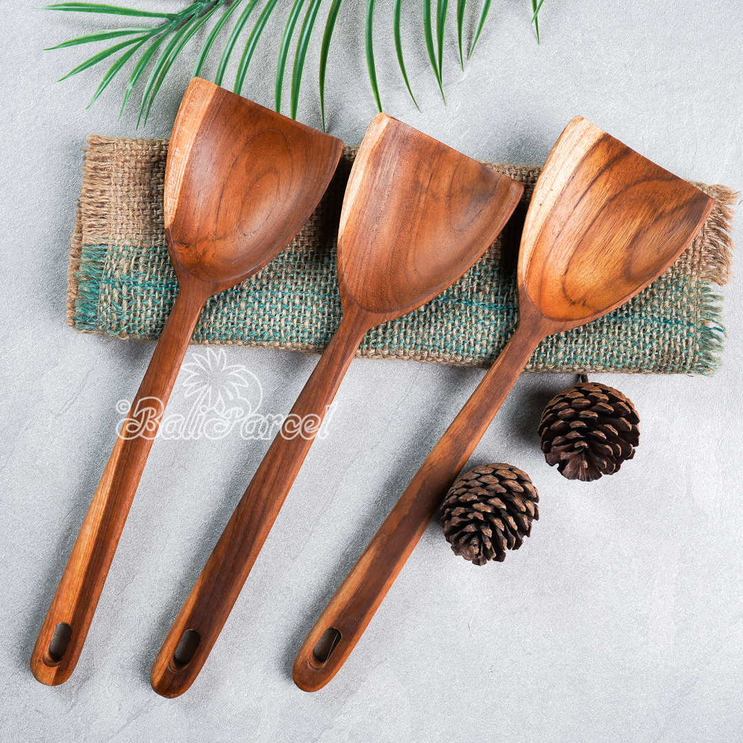 Wooden Spoon, Hand Carved From Teak Wood Wood, Finishing With Olive Oil.