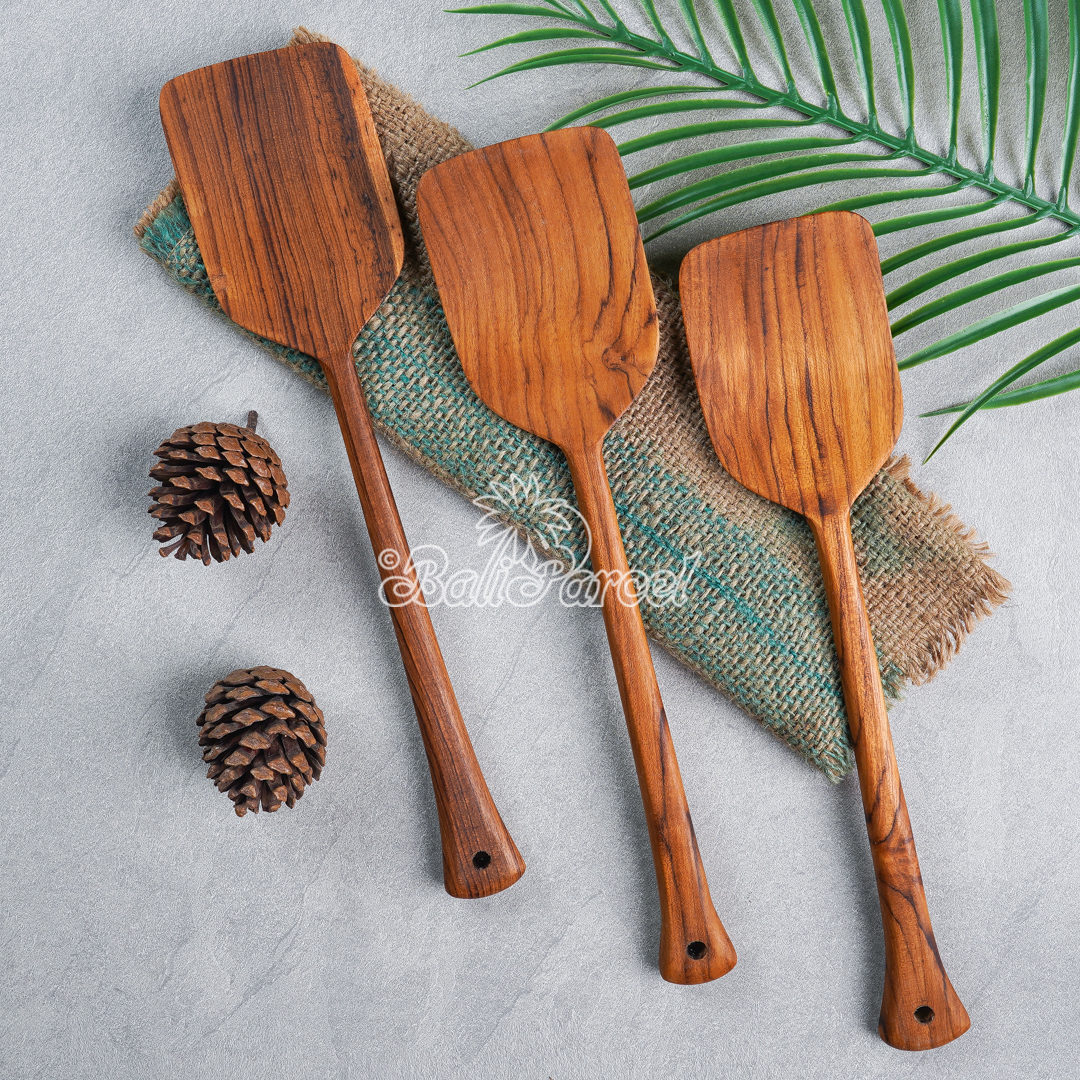 Wooden Spoon, Hand Carved From Teak Wood Wood, Finishing With Olive Oil.
