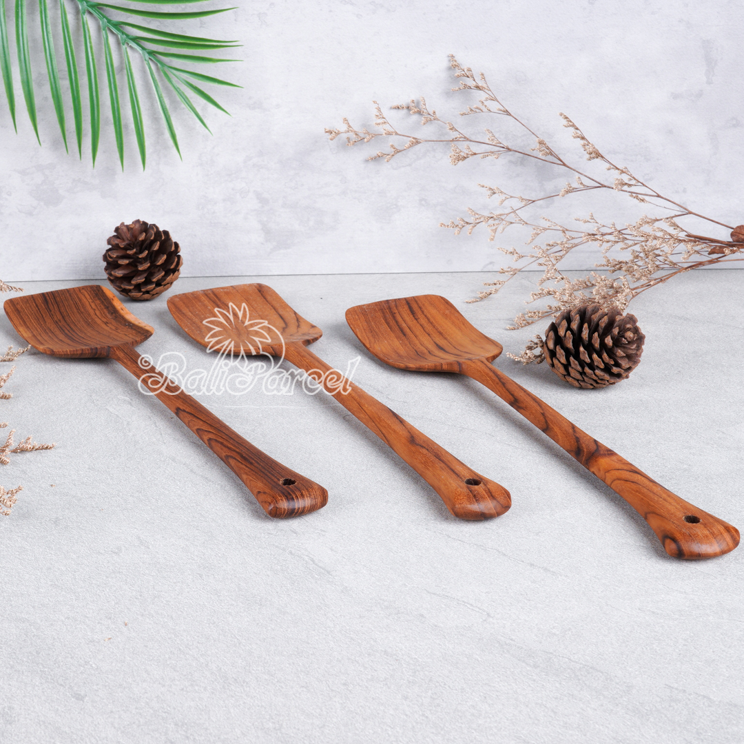 Wooden Spoon, Hand Carved From Teak Wood Wood, Finishing With Olive Oil.