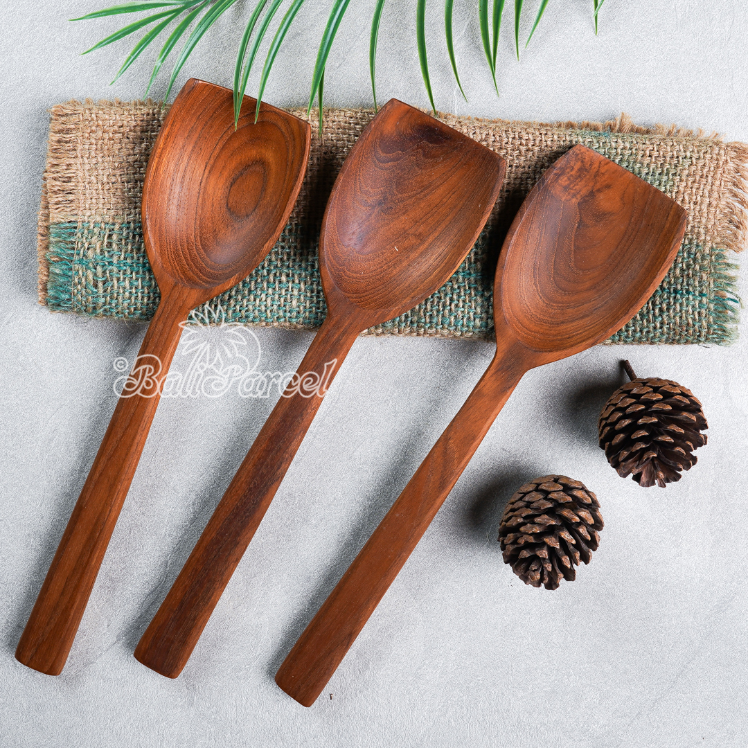Wooden Spoon, Hand Carved From Teak Wood Wood, Finishing With Olive Oil.