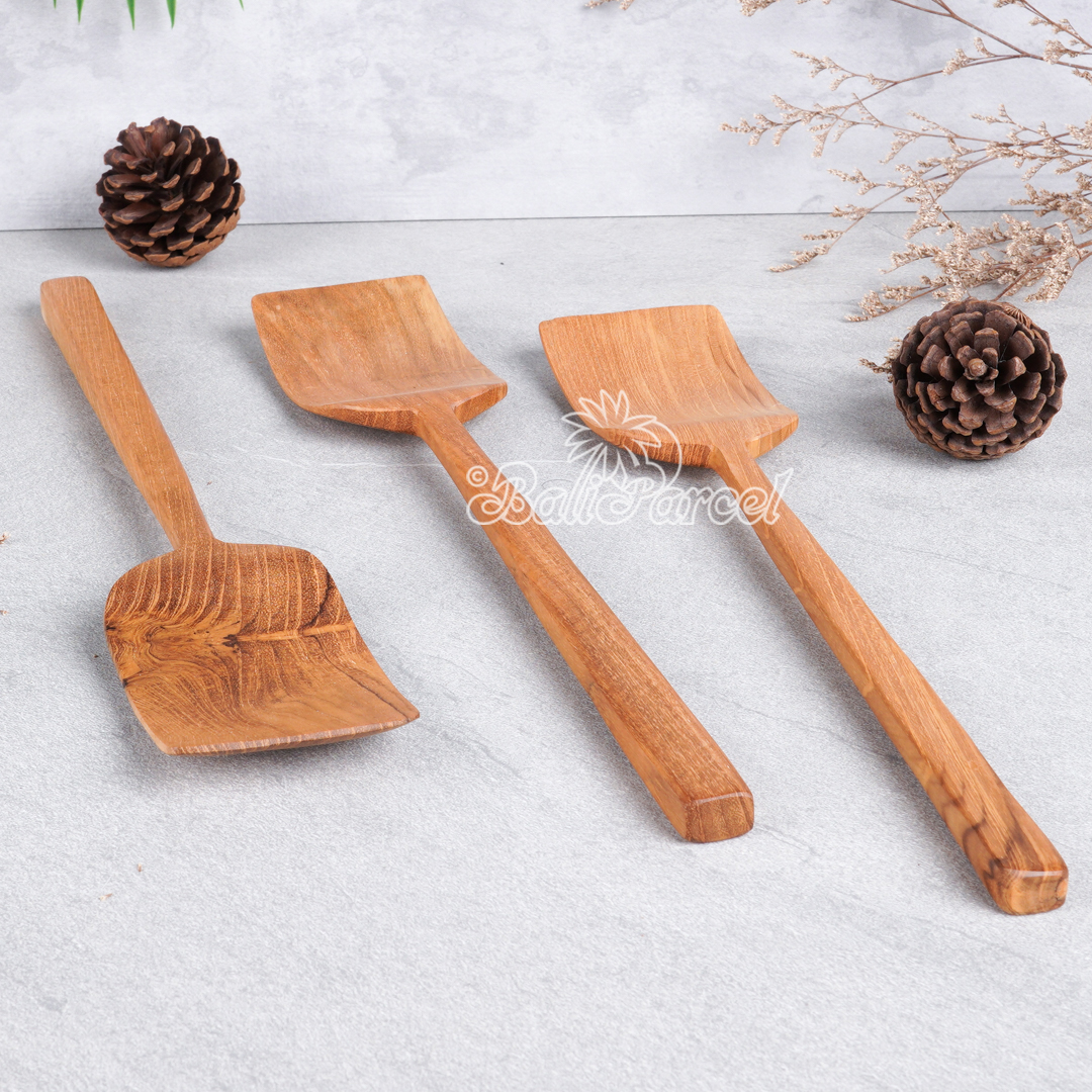 Wooden Spoon, Hand Carved From Teak Wood Wood, Finishing With Olive Oil.