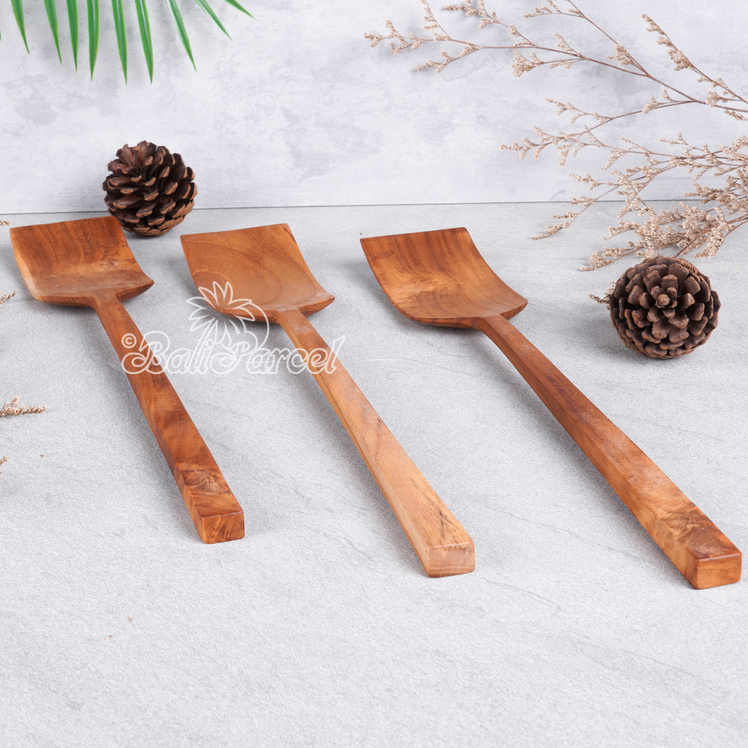 Wooden Spoon, Hand Carved From Teak Wood Wood, Finishing With Olive Oil.