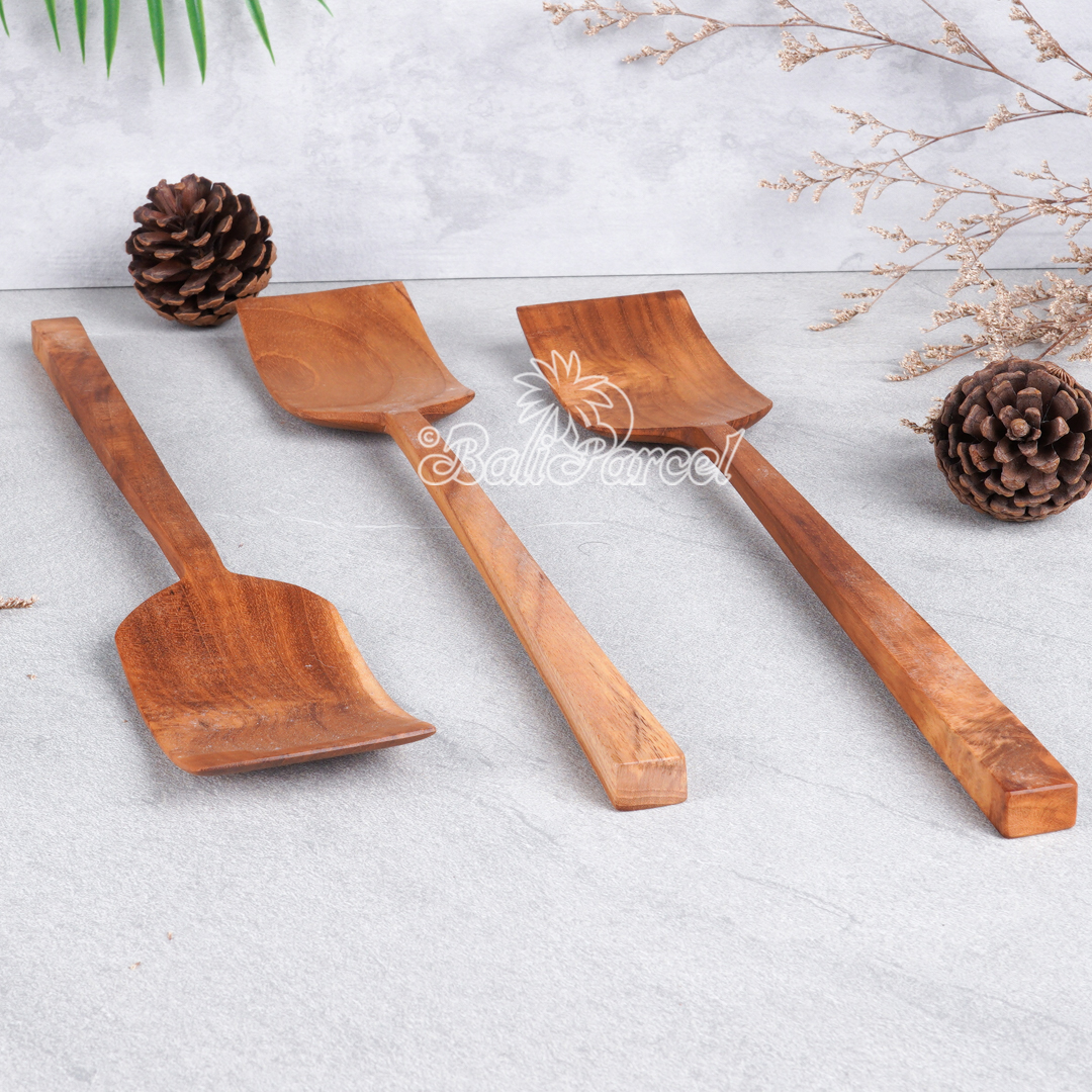 Wooden Spoon, Hand Carved From Teak Wood Wood, Finishing With Olive Oil.