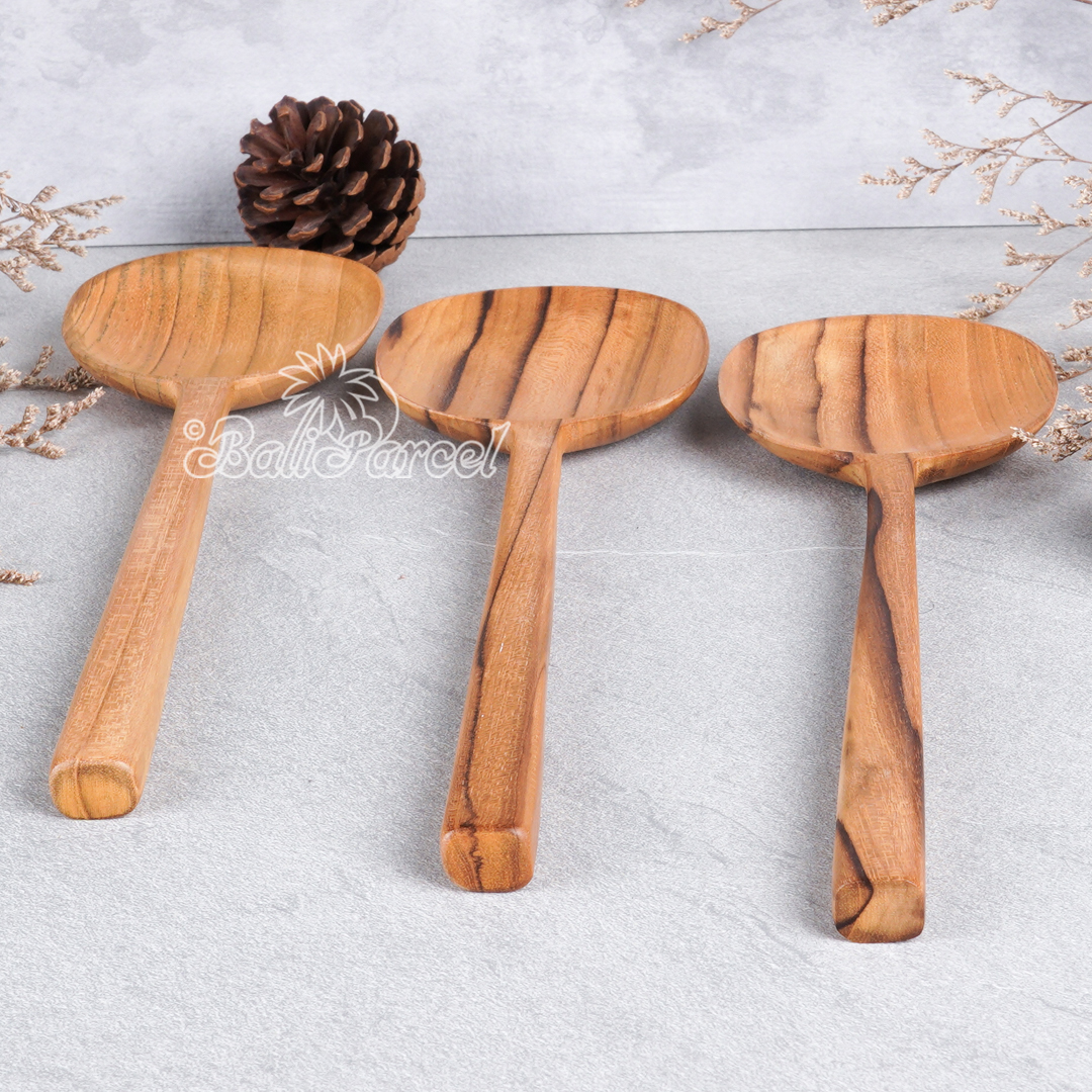 Wooden Spoon, Hand Carved From Teak Wood Wood, Finishing With Olive Oil.