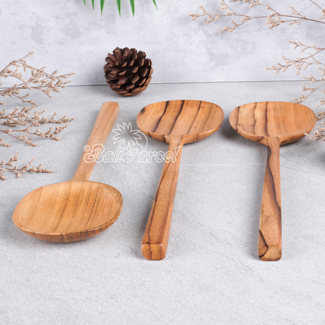 Wooden Spoon, Hand Carved From Teak Wood Wood, Finishing With Olive Oil.