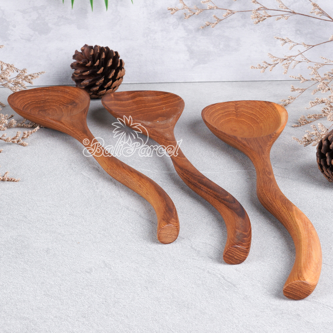 Wooden Spoon, Hand Carved From Teak Wood Wood, Finishing With Olive Oil.