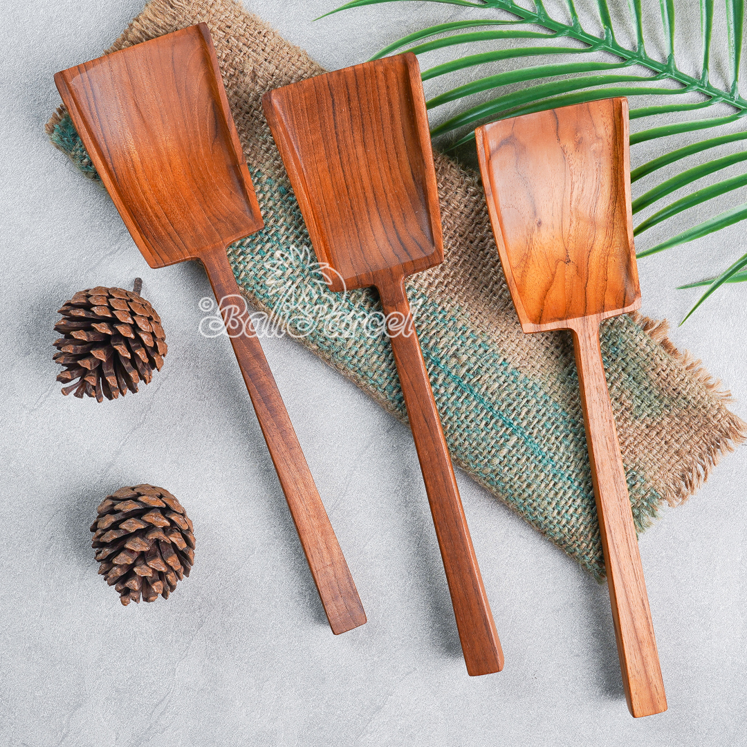 Wooden Spoon, Hand Carved From Teak Wood Wood, Finishing With Olive Oil.