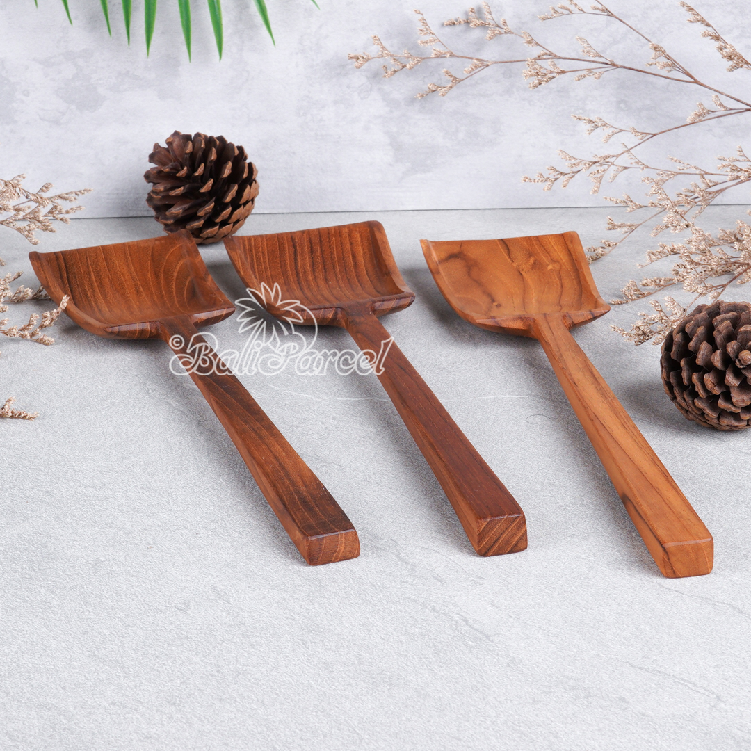 Wooden Spoon, Hand Carved From Teak Wood Wood, Finishing With Olive Oil.