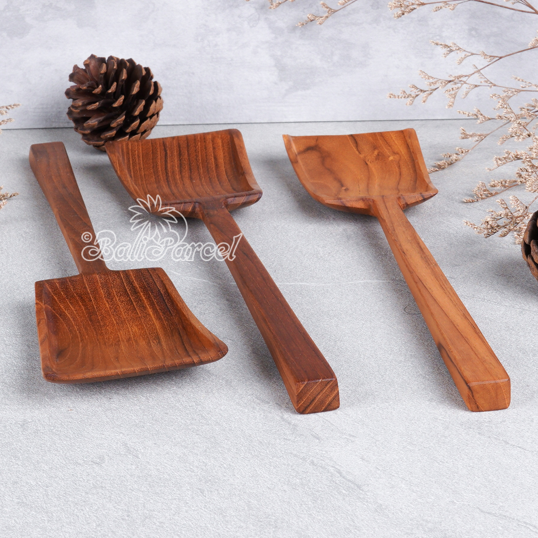 Wooden Spoon, Hand Carved From Teak Wood Wood, Finishing With Olive Oil.