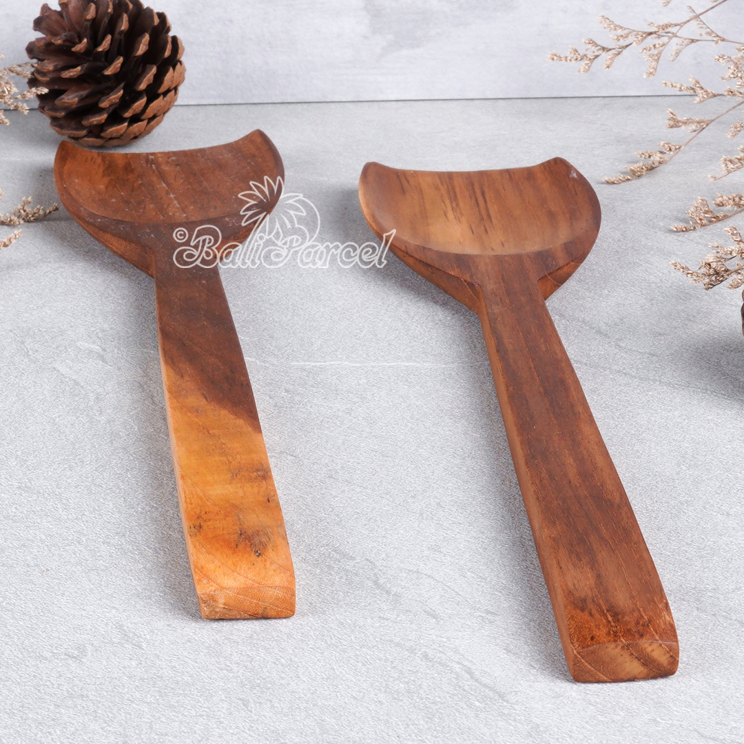 Wooden Spoon, Hand Carved From Teak Wood Wood, Finishing With Olive Oil.