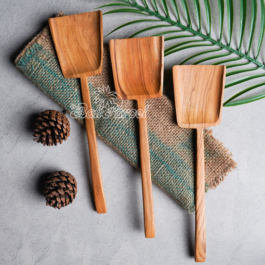 Wooden Spoon, Hand Carved From Teak Wood Wood, Finishing With Olive Oil.