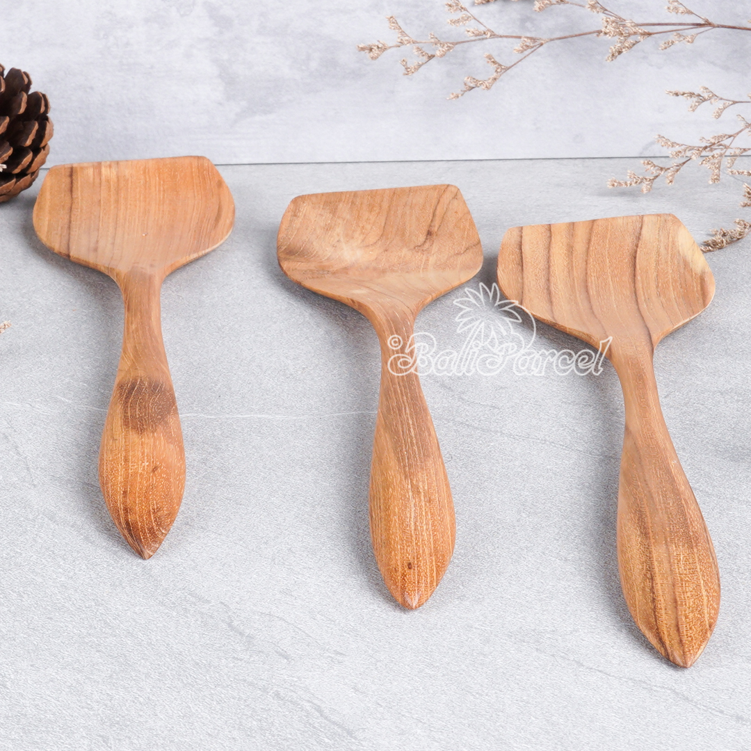 Wooden Spoon, Hand Carved From Teak Wood Wood, Finishing With Olive Oil.