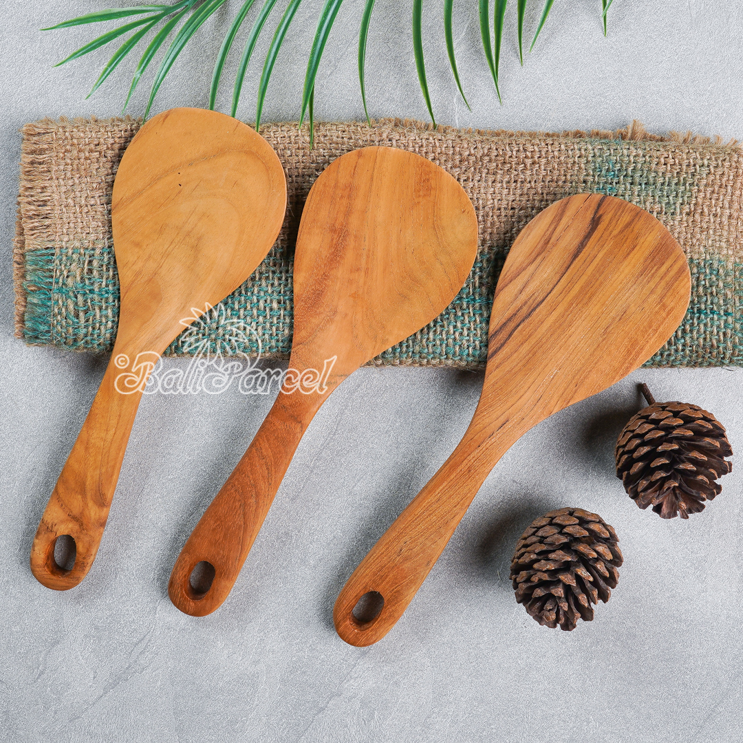 Wooden Spoon, Hand Carved From Teak Wood Wood, Finishing With Olive Oil.