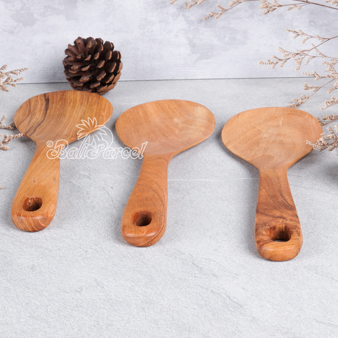 Wooden Spoon, Hand Carved From Teak Wood Wood, Finishing With Olive Oil.