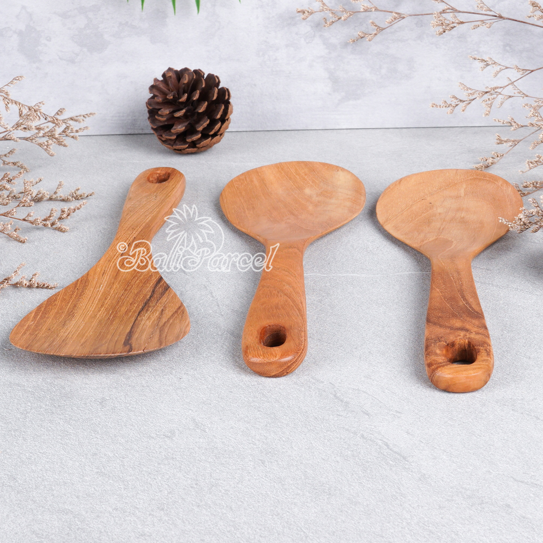 Wooden Spoon, Hand Carved From Teak Wood Wood, Finishing With Olive Oil.