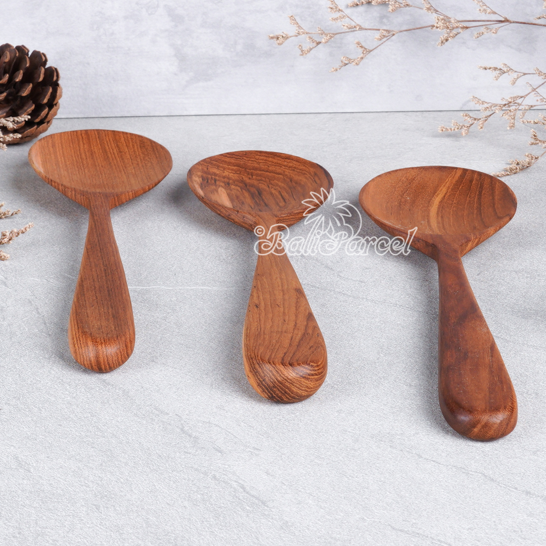 Wooden Spoon, Hand Carved From Teak Wood Wood, Finishing With Olive Oil.