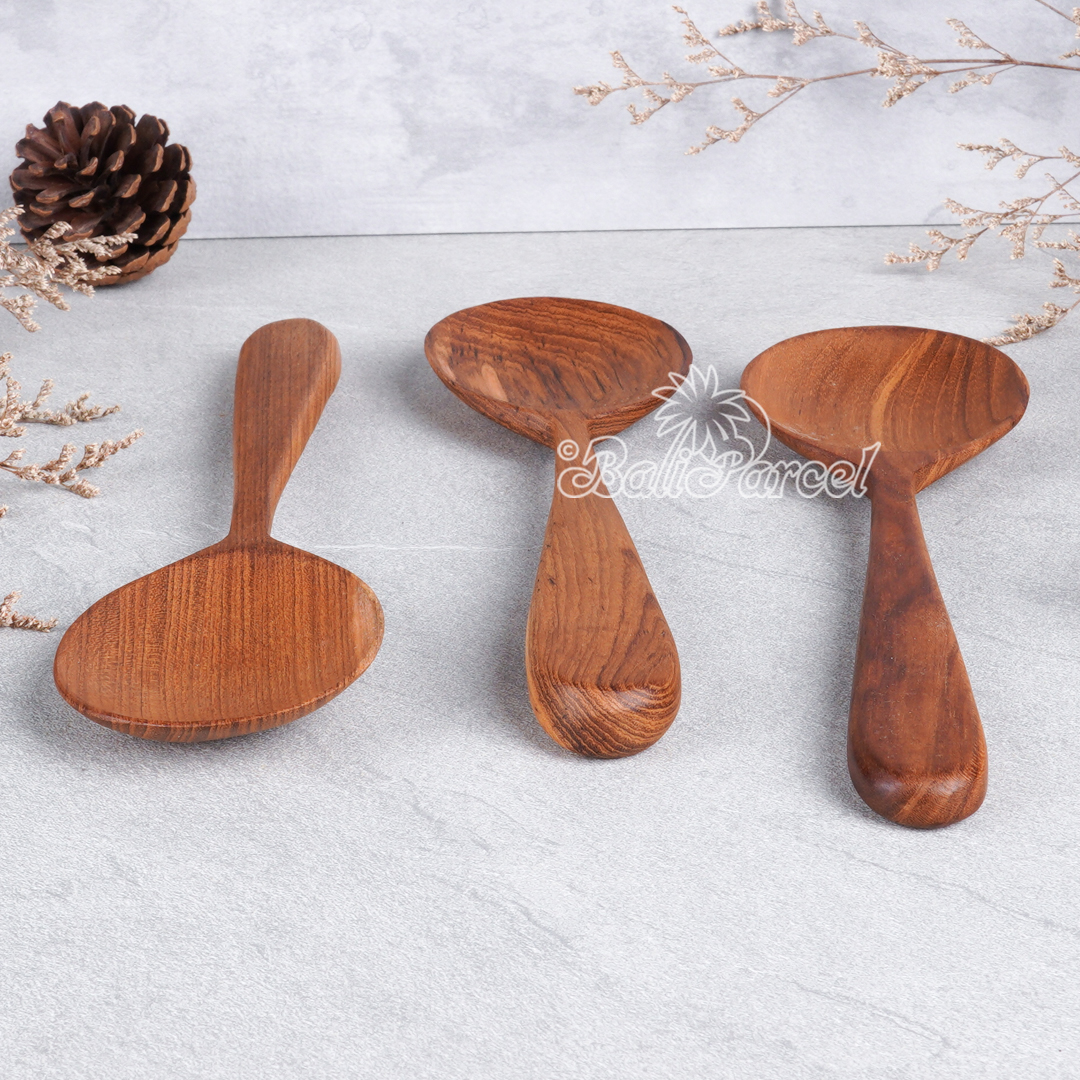 Wooden Spoon, Hand Carved From Teak Wood Wood, Finishing With Olive Oil.