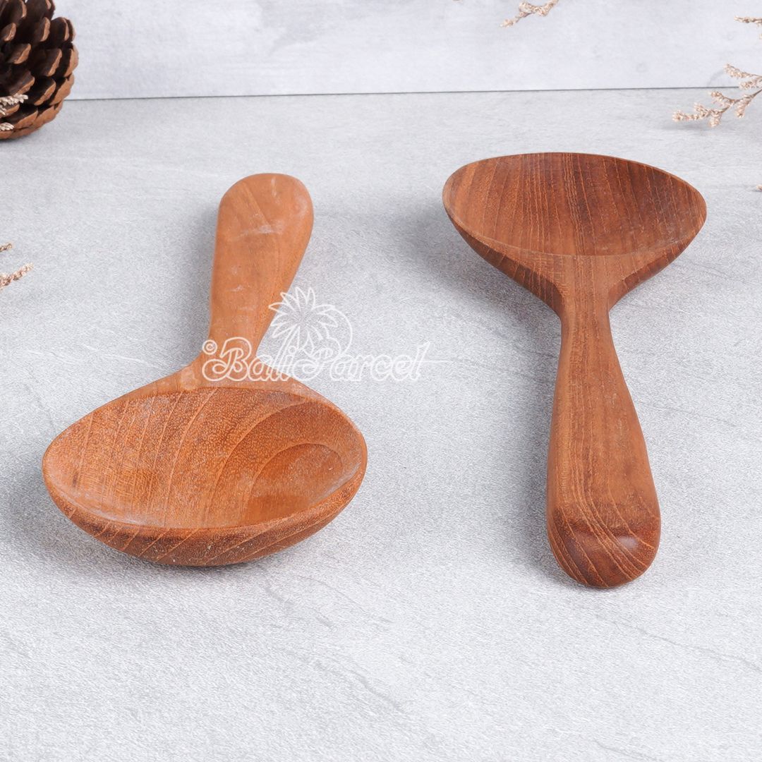 Wooden Spoon, Hand Carved From Teak Wood Wood, Finishing With Olive Oil.
