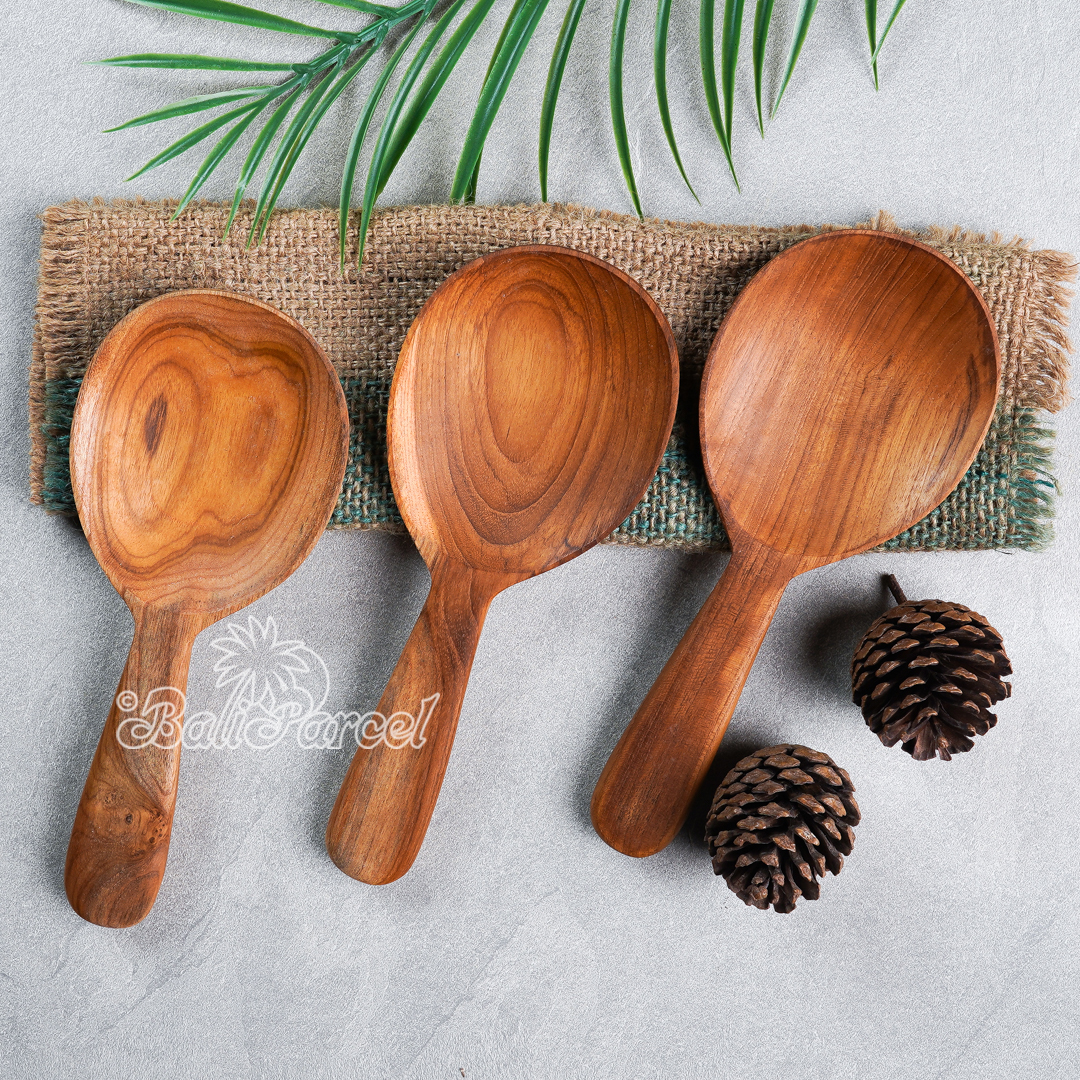 Wooden Spoon, Hand Carved From Teak Wood Wood, Finishing With Olive Oil.