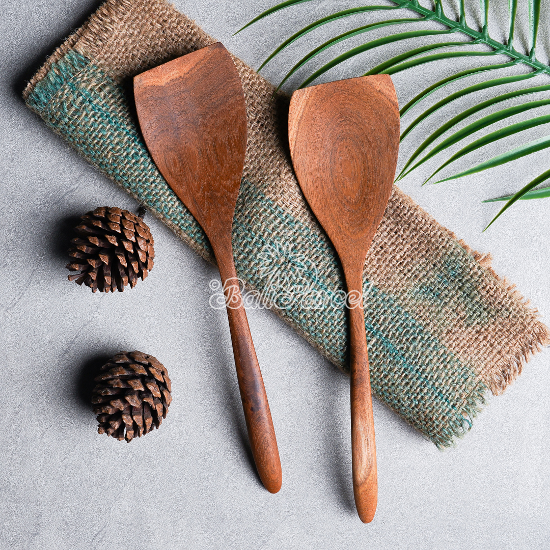 Wooden Spoon, Hand Carved From Teak Wood Wood, Finishing With Olive Oil.