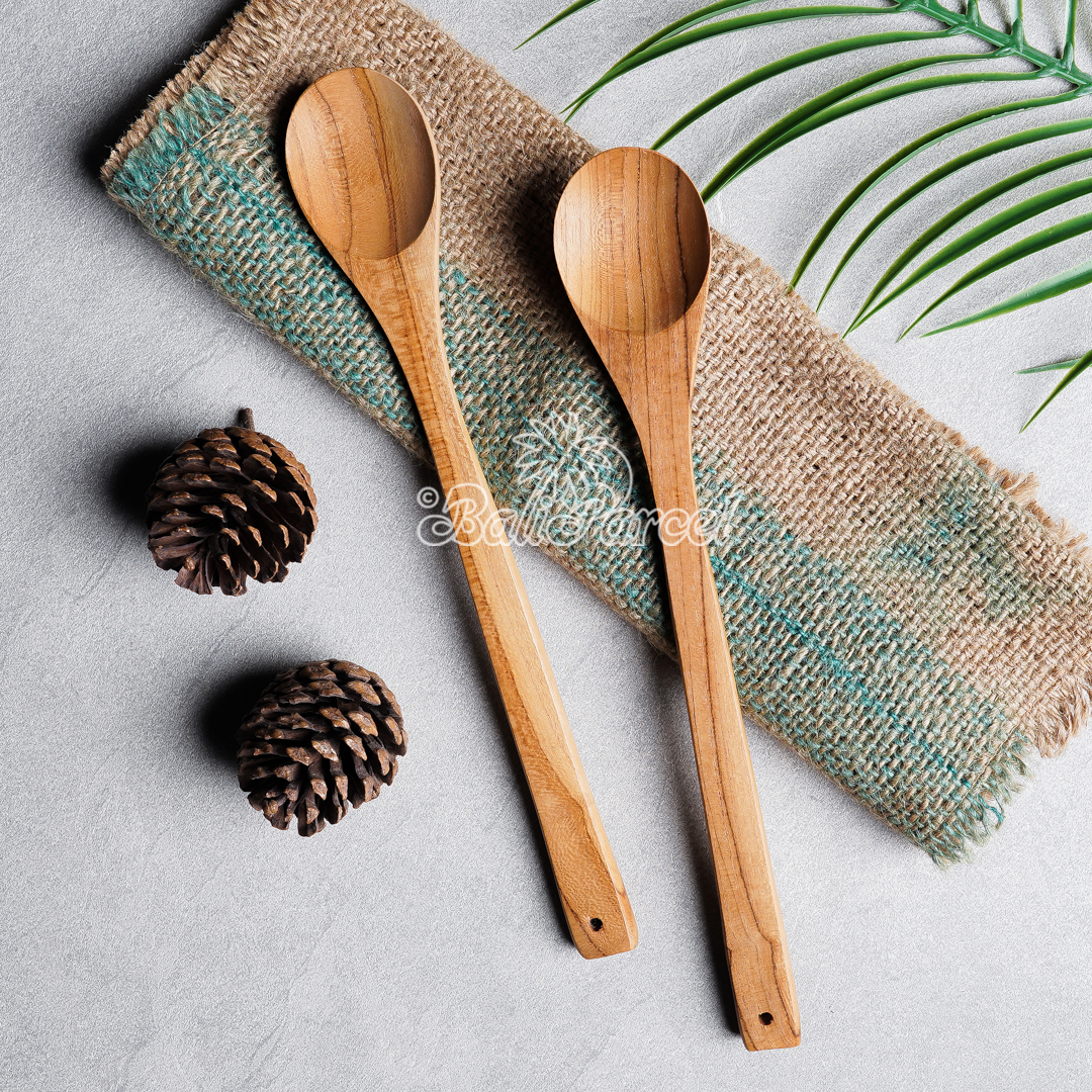 Wooden Spoon, Hand Carved From Teak Wood Wood, Finishing With Olive Oil.