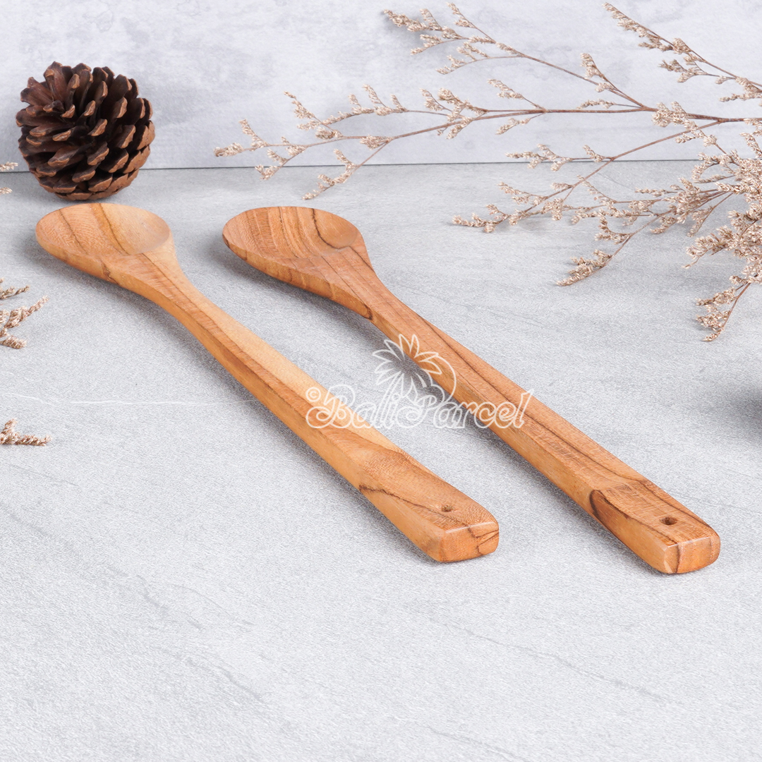Wooden Spoon, Hand Carved From Teak Wood Wood, Finishing With Olive Oil.