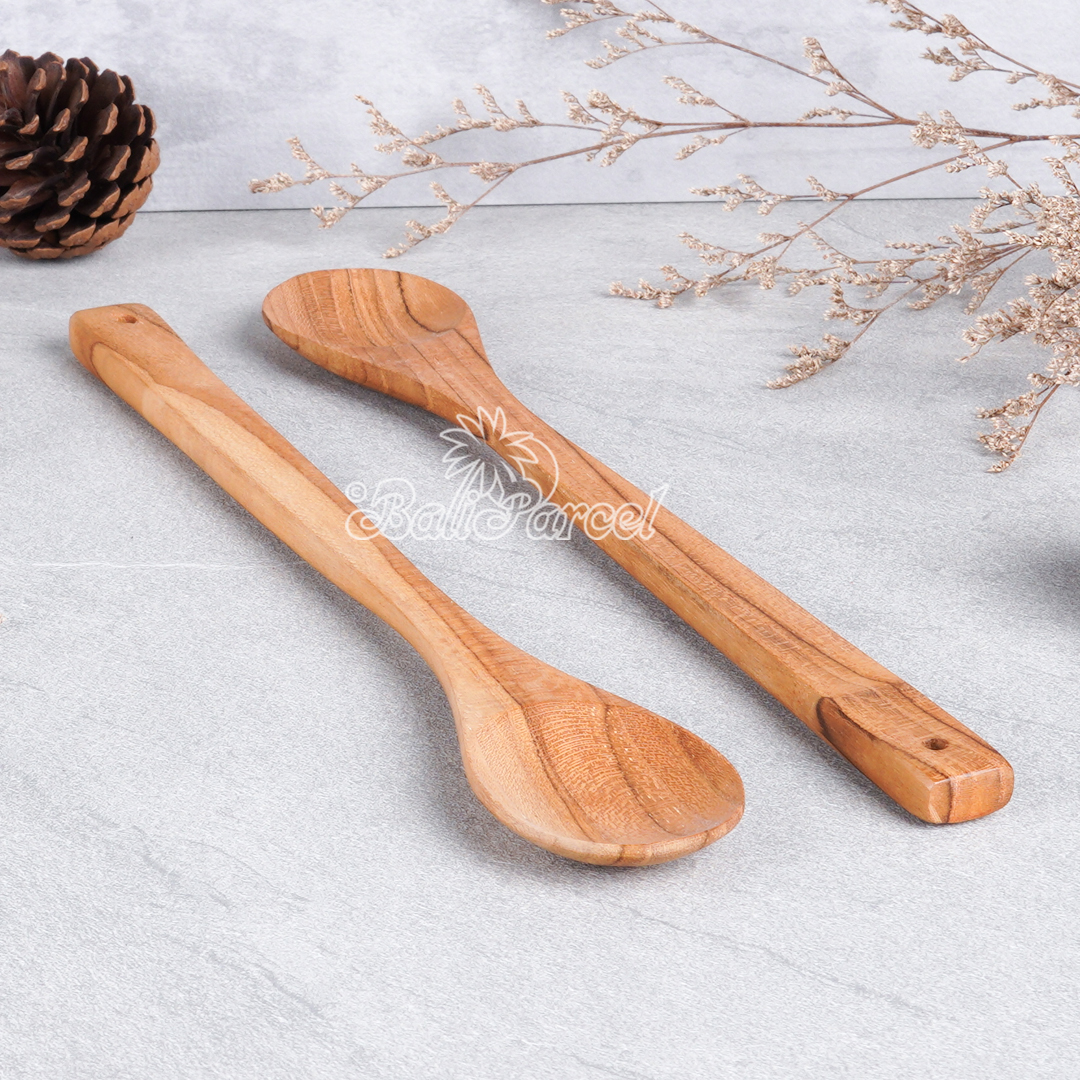 Wooden Spoon, Hand Carved From Teak Wood Wood, Finishing With Olive Oil.