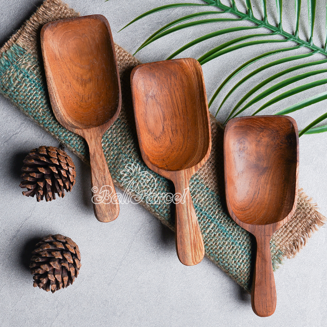 Wooden Spoon, Hand Carved From Teak Wood Wood, Finishing With Olive Oil.