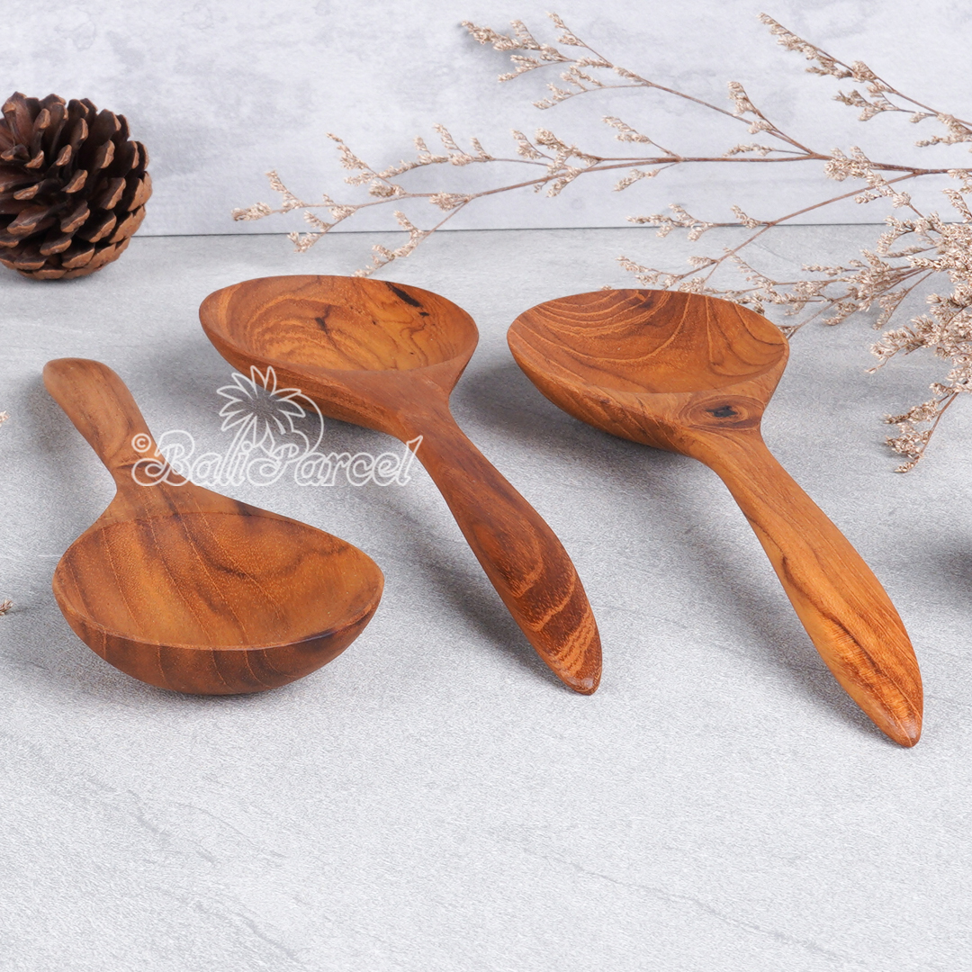 Wooden Spoon, Hand Carved From Teak Wood Wood, Finishing With Olive Oil.