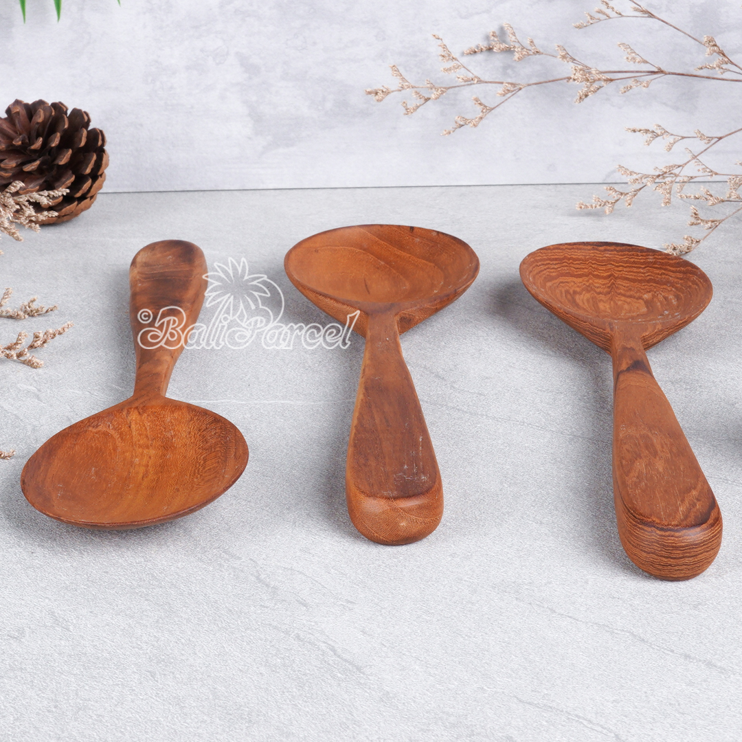 Wooden Spoon, Hand Carved From Teak Wood Wood, Finishing With Olive Oil.