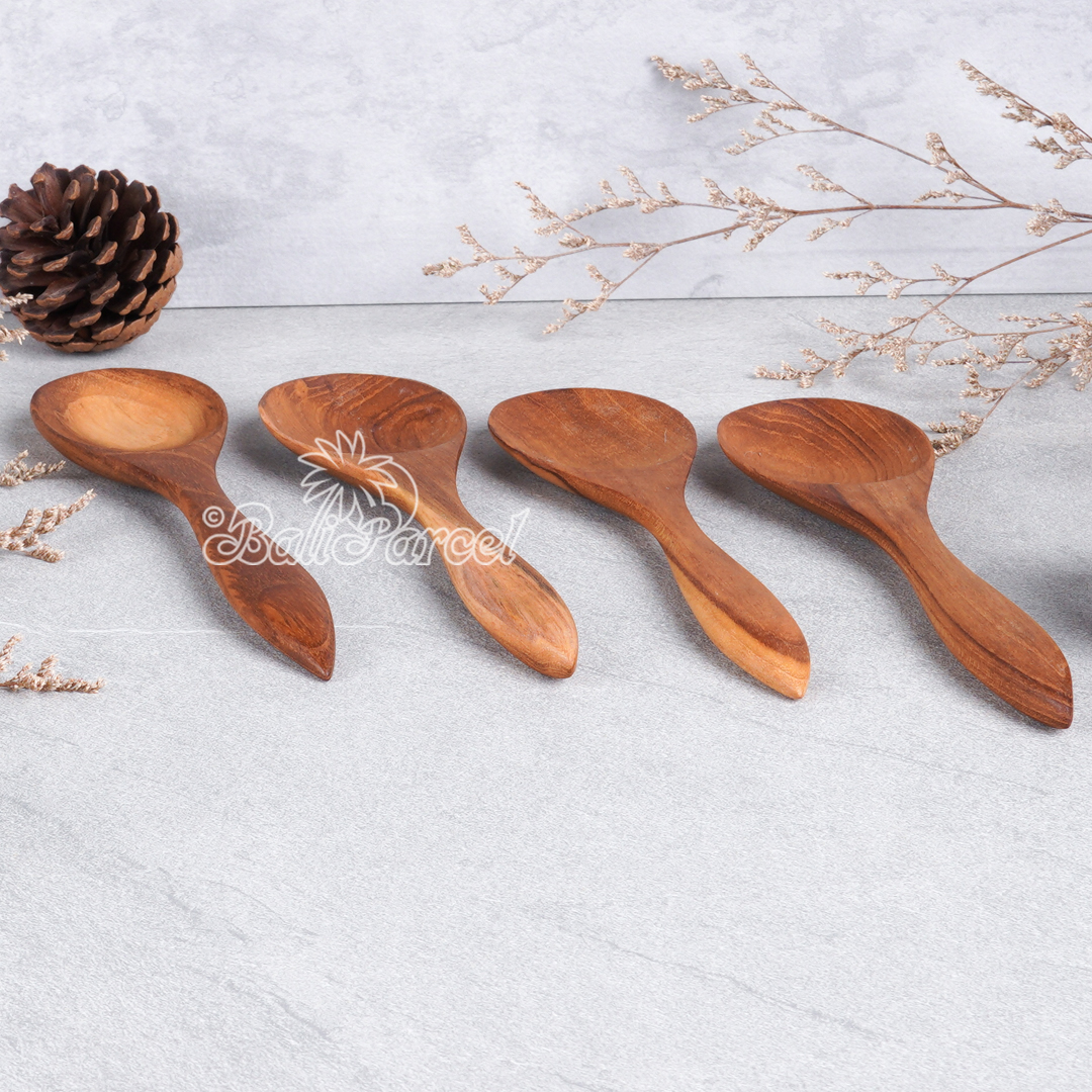 Wooden Spoon, Hand Carved From Teak Wood Wood, Finishing With Olive Oil.