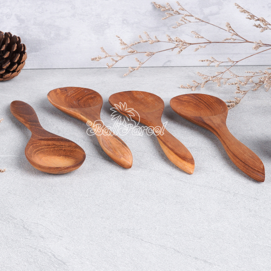 Wooden Spoon, Hand Carved From Teak Wood Wood, Finishing With Olive Oil.