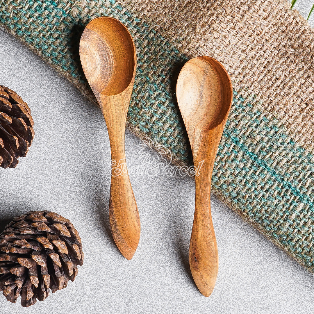 Wooden Spoon, Hand Carved From Teak Wood Wood, Finishing With Olive Oil.