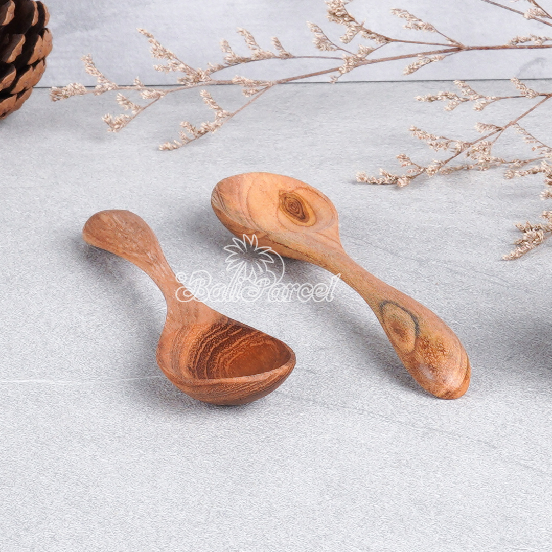 Wooden Spoon, Hand Carved From Teak Wood Wood, Finishing With Olive Oil.