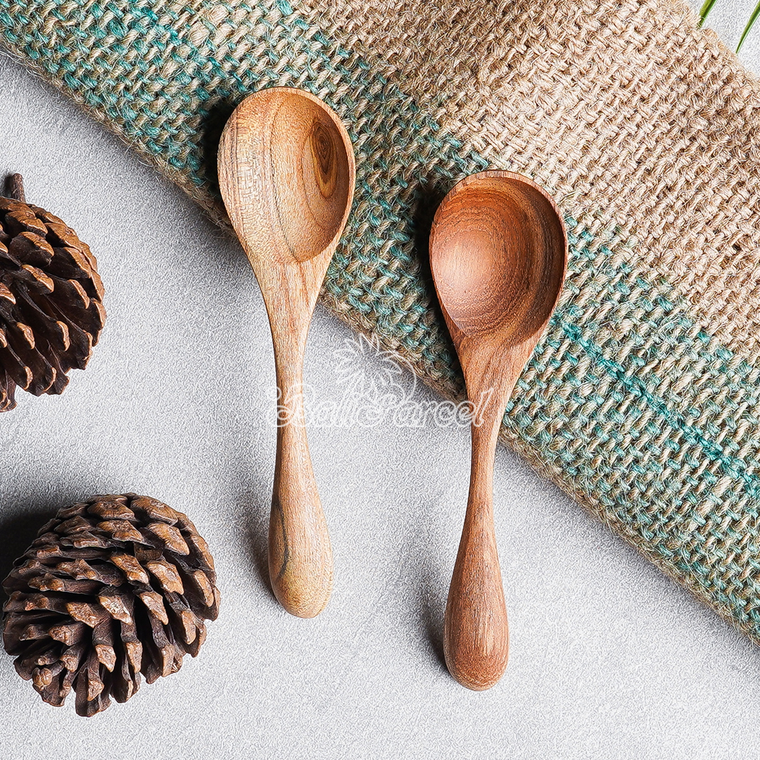 Wooden Spoon, Hand Carved From Teak Wood Wood, Finishing With Olive Oil.