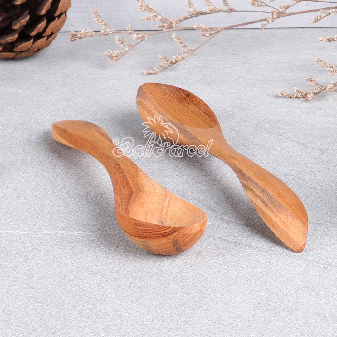 Wooden Spoon, Hand Carved From Teak Wood Wood, Finishing With Olive Oil.