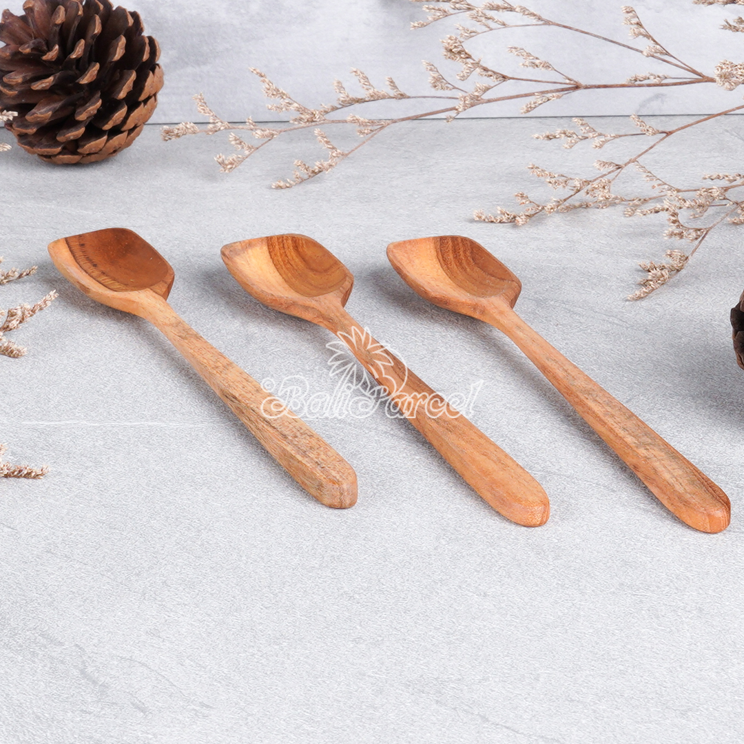 Wooden Spoon, Hand Carved From Teak Wood Wood, Finishing With Olive Oil.