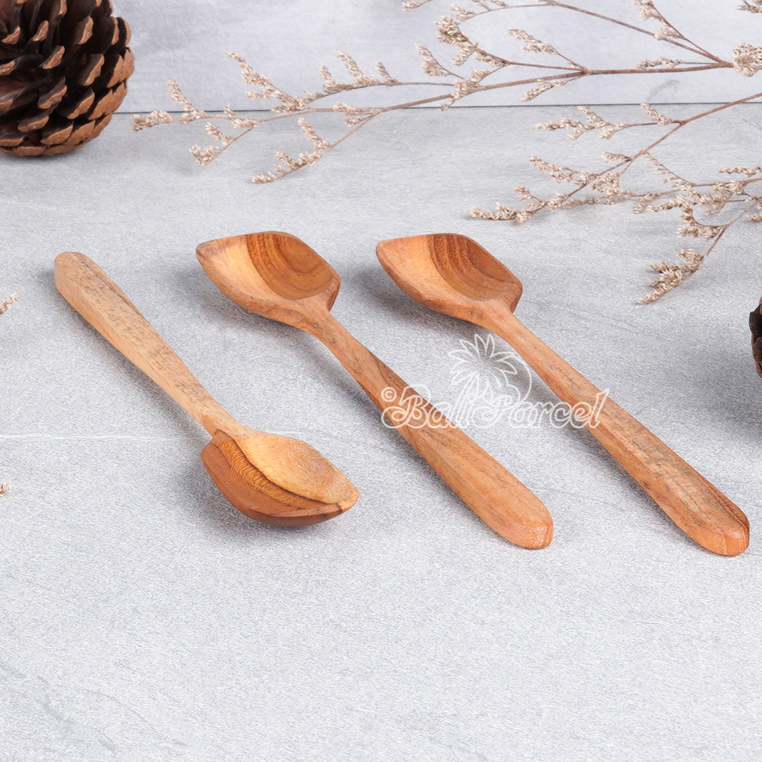 Wooden Spoon, Hand Carved From Teak Wood Wood, Finishing With Olive Oil.