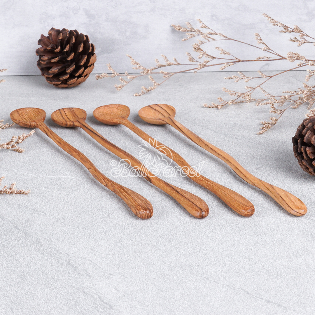 Wooden Spoon, Hand Carved From Teak Wood Wood, Finishing With Olive Oil.