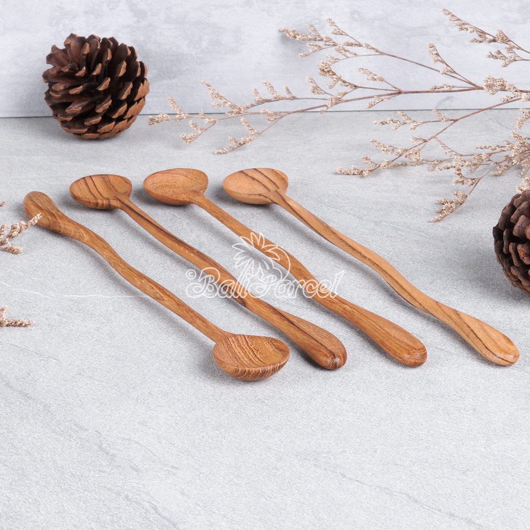 Wooden Spoon, Hand Carved From Teak Wood Wood, Finishing With Olive Oil.