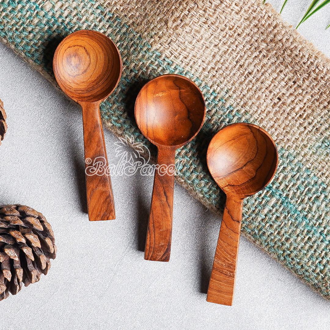 Wooden Spoon, Hand Carved From Teak Wood Wood, Finishing With Olive Oil.