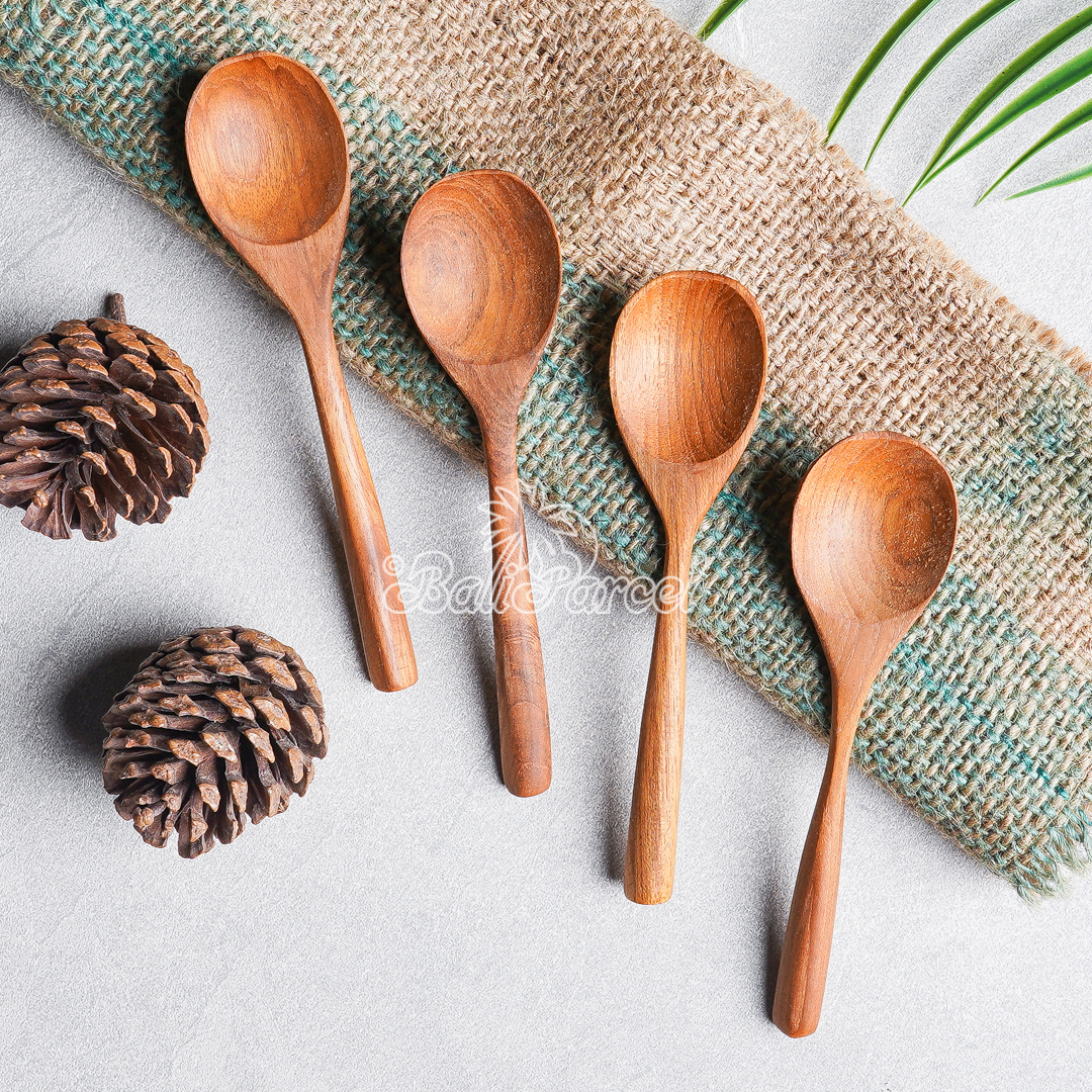 Wooden Spoon, Hand Carved From Teak Wood Wood, Finishing With Olive Oil.
