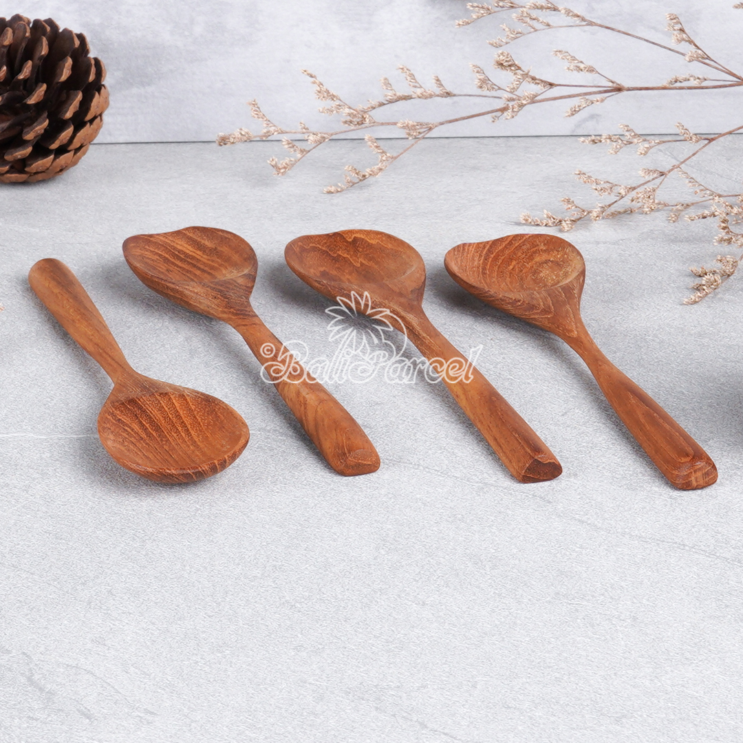 Wooden Spoon, Hand Carved From Teak Wood Wood, Finishing With Olive Oil.