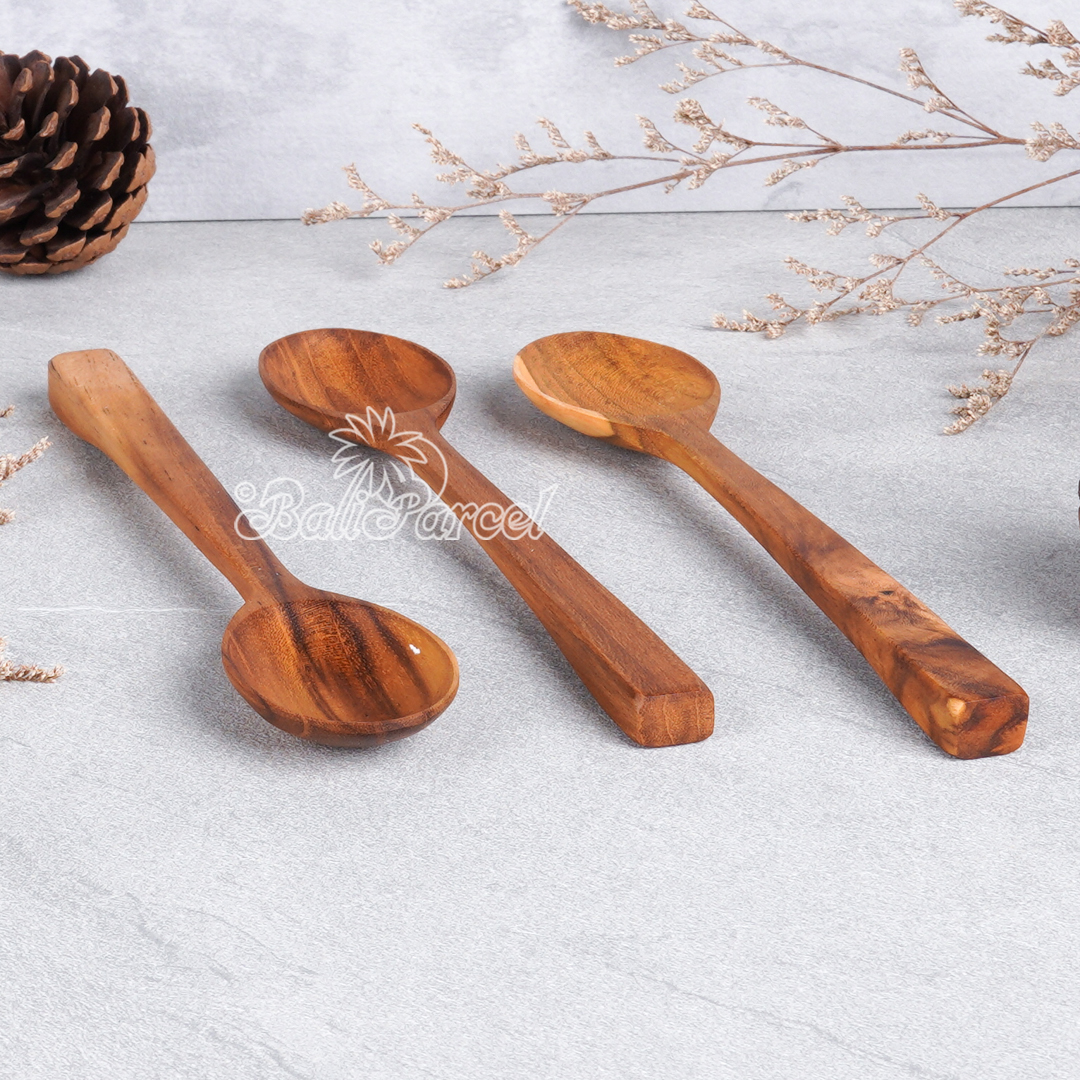 Wooden Spoon, Hand Carved From Teak Wood Wood, Finishing With Olive Oil.
