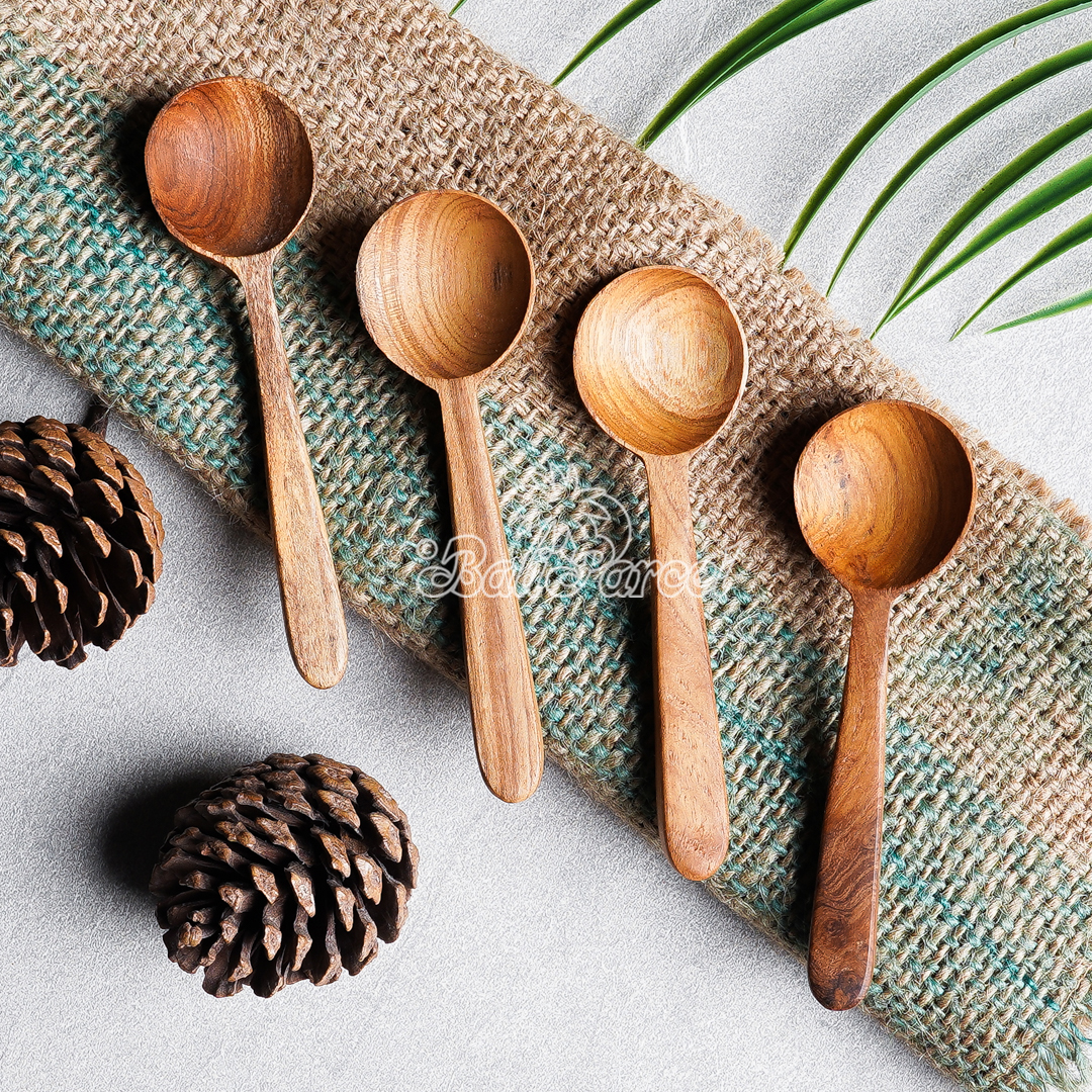 Wooden Spoon, Hand Carved From Teak Wood Wood, Finishing With Olive Oil.