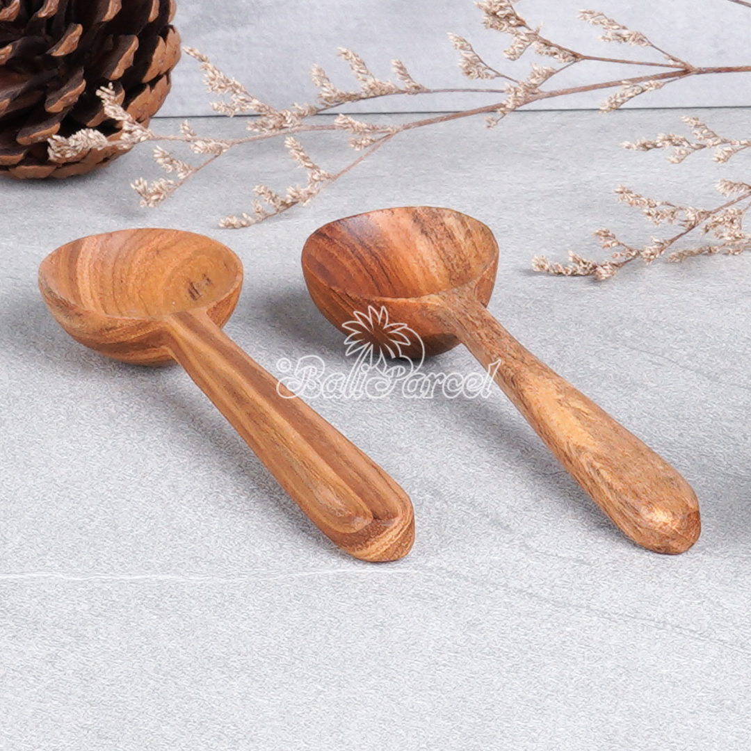 Wooden Spoon, Hand Carved From Teak Wood Wood, Finishing With Olive Oil.
