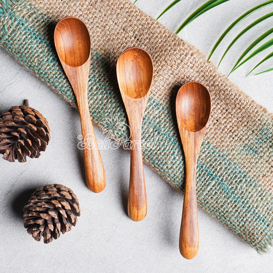 Wooden Spoon, Hand Carved From Teak Wood Wood, Finishing With Olive Oil.