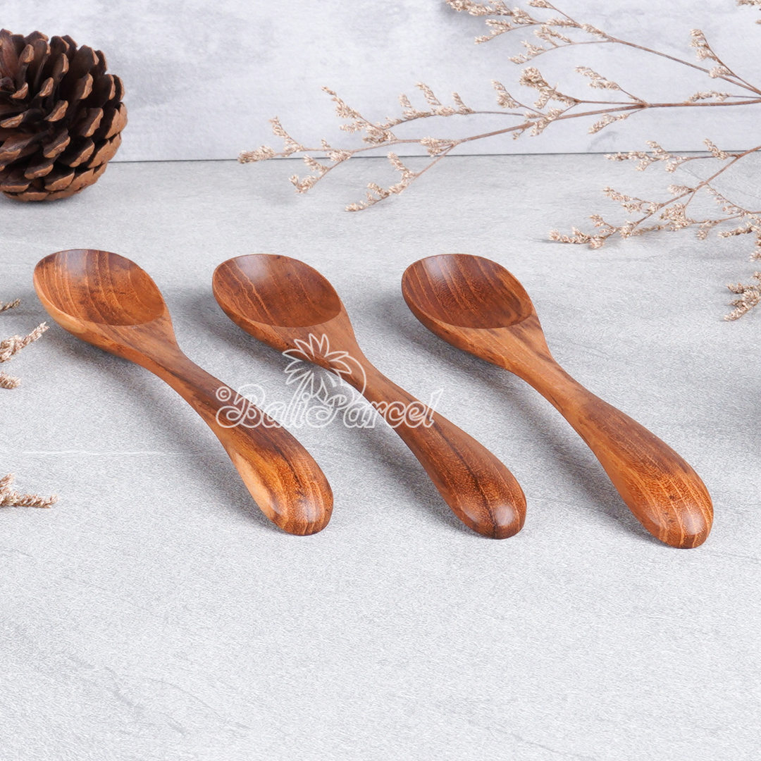 Wooden Spoon, Hand Carved From Teak Wood Wood, Finishing With Olive Oil.
